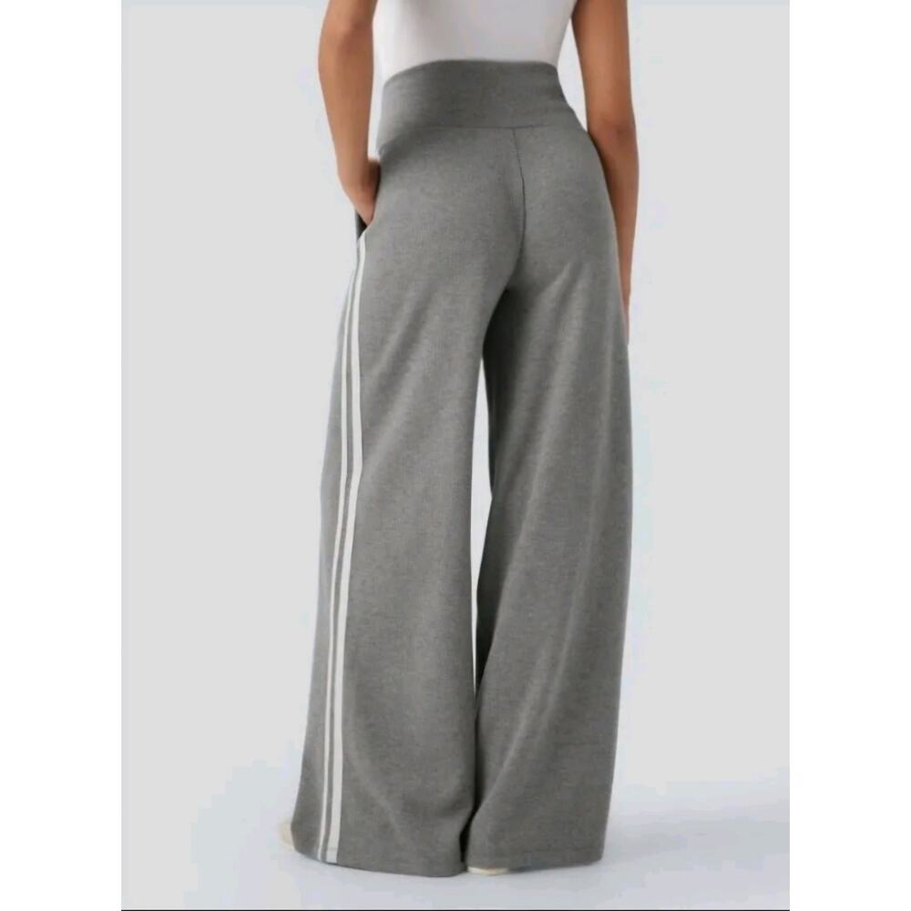 Halara Ribbed SoCinched High Waisted Tummy Control Wide Leg Color Block - Picture 2 of 16
